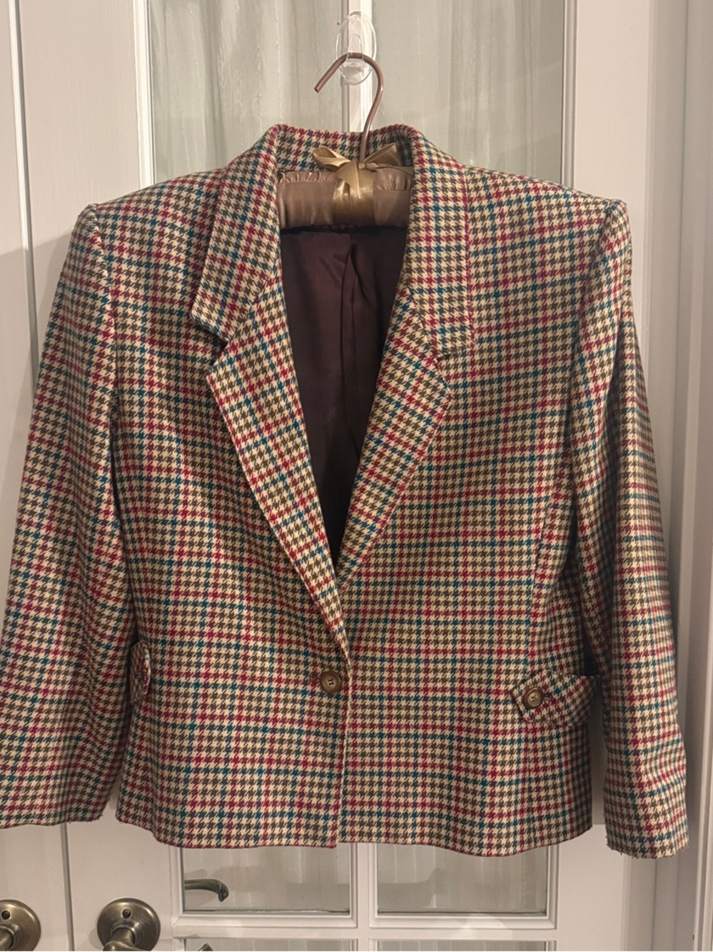 Vintage Country Suburbans Houndstooth Blazer Size 14 Multicolor